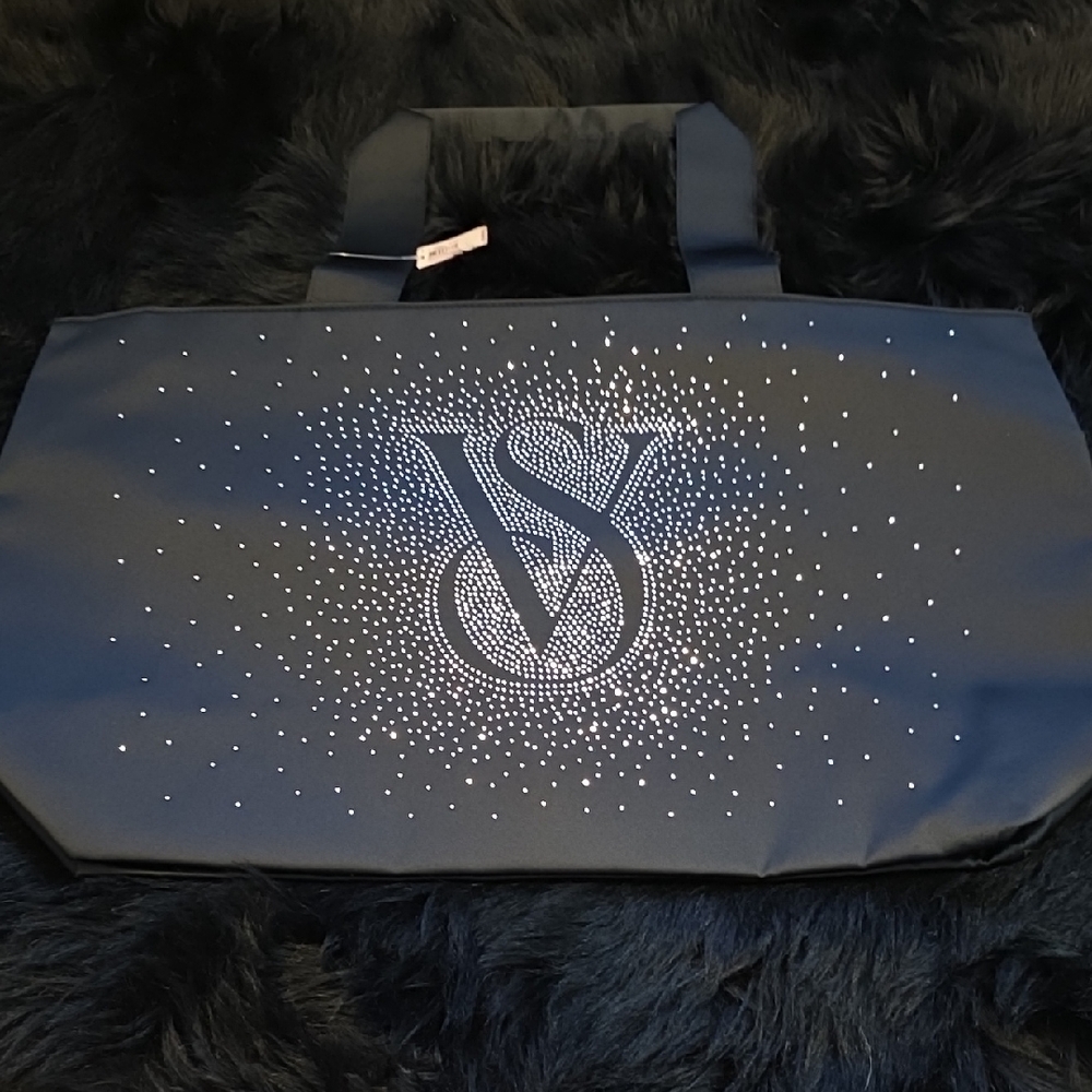 Victoria's Secret Black Tote with Silver Sparkle